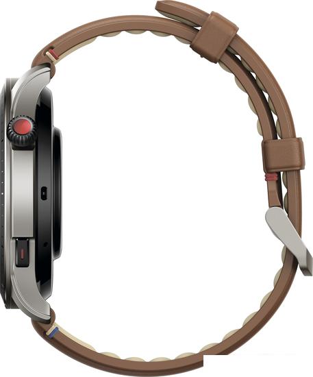 Умные часы Amazfit GTR 4 (серебристый, с коричневым кожаным ремешком)- фото3