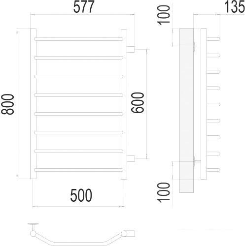 Полотенцесушитель TERMINUS Виктория П8 500x800 нп (хром)- фото3