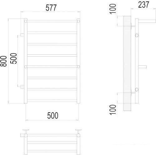Полотенцесушитель TERMINUS Анкона П8 500x800 бп левый (хром)- фото3