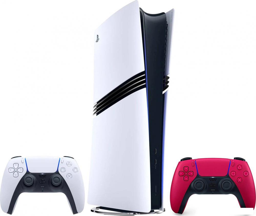 Игровая приставка Sony PlayStation 5 Pro (2 геймпада, белый/космический красный)- фото