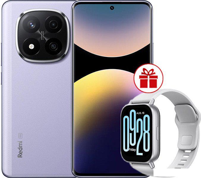 Смартфон Xiaomi Redmi Note 14 Pro+ 5G 12GB/512GB международная версия (фиолетовый) + умные часы Xiaomi Redmi Watch 5 Active(серебристый)по акции- фото