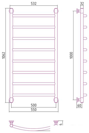 Полотенцесушитель Сунержа Галант+ 1000х500 032-0200-1050- фото3