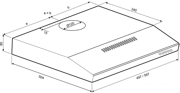 Кухонная вытяжка Krona Jessica slim 500 push button (черный)- фото2