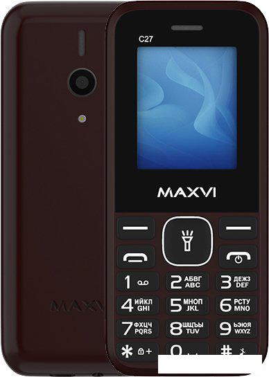 Кнопочный телефон Maxvi C27 (коричневый)- фото