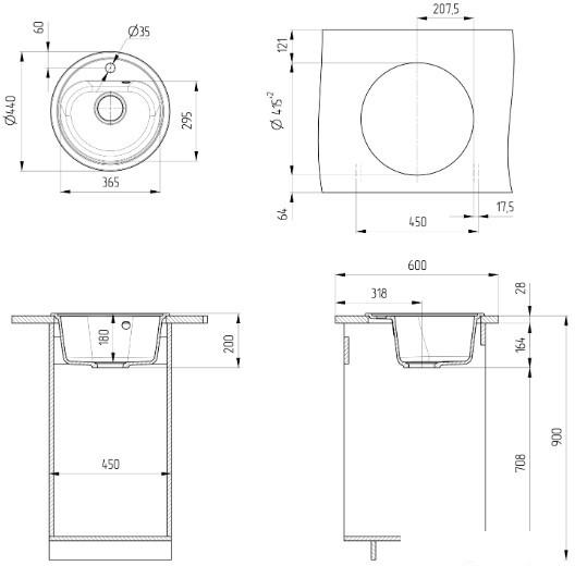Кухонная мойка Ulgran U-700 (328 бежевый)- фото3