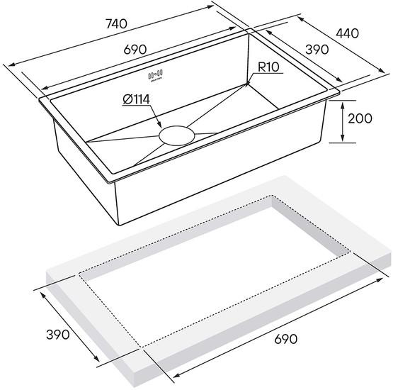 Кухонная мойка Paulmark PM217444-BS- фото4
