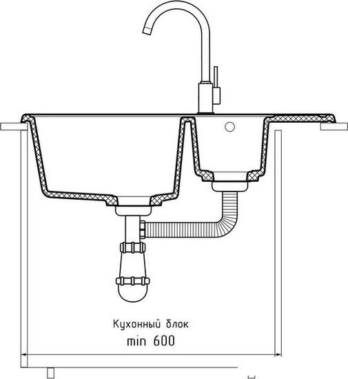 Кухонная мойка GranFest QUARZ Z-21K (темно-серый)- фото4