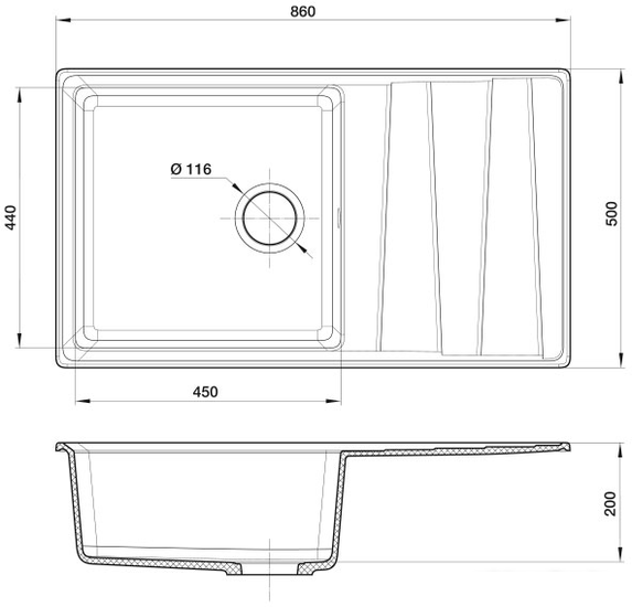 Кухонная мойка GranFest GF-LV-860L (иней)- фото4