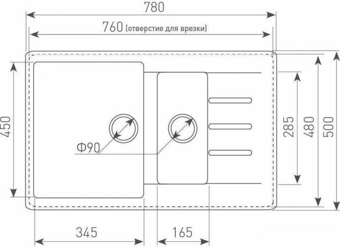 Кухонная мойка Ecoshtein Rechteck 781.5 (серый шелк)- фото2
