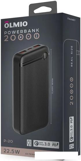 Внешний аккумулятор Olmio P-20 20000mAh (черный)- фото2