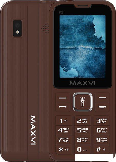 Кнопочный телефон Maxvi K21 (коричневый)- фото