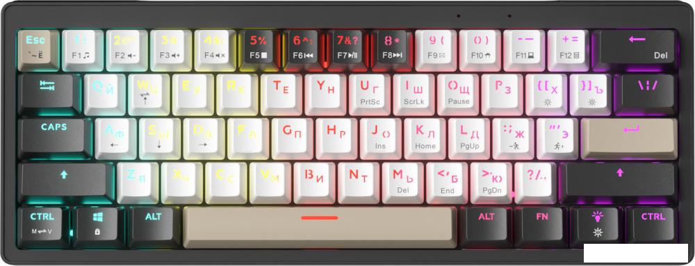 Клавиатура JEGG ZA61 White Black Brown (TNT Yellow)- фото2