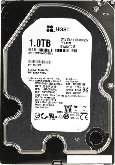 Жесткий диск HGST Ultrastar 7K2 1TB [HUS722T1TALA604]