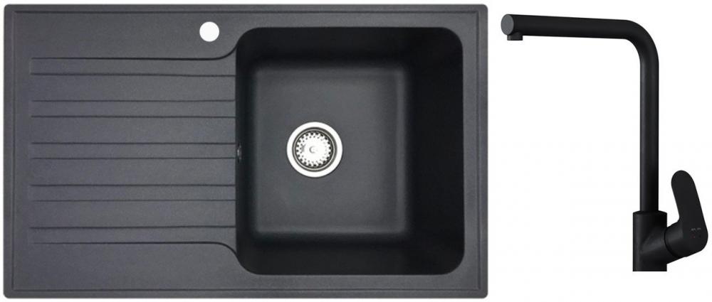Кухонная мойка БелЭворс Styl R + Like F8005022 (черный)- фото