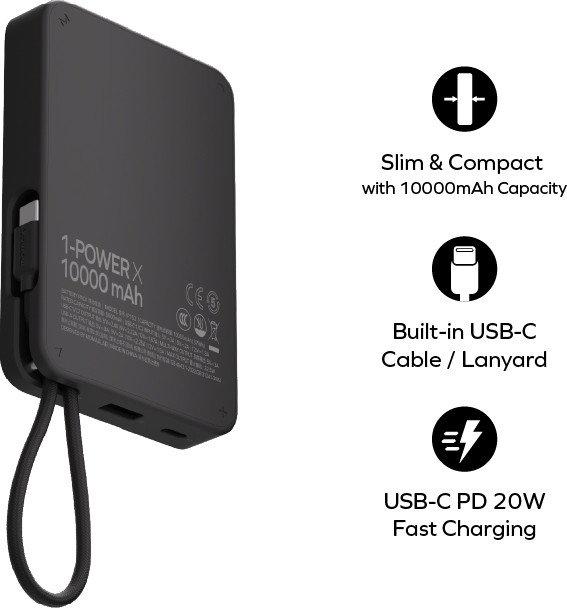 Внешний аккумулятор Momax 1-Power X Built-in USB-C IP152 10000mAh (черный)- фото4