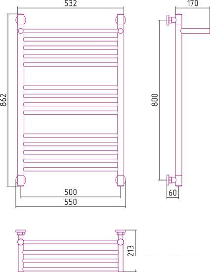 Полотенцесушитель Сунержа Богема с полкой+ 800x500 31-0223-8050- фото3