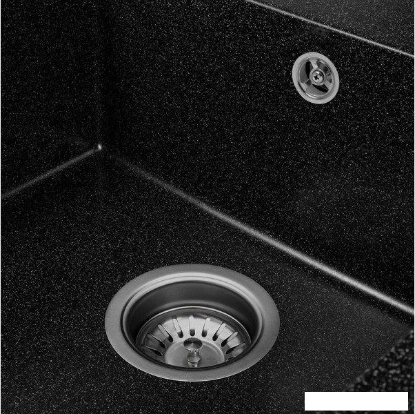 Кухонная мойка Saniteco Fama (черный с сифоном)- фото4