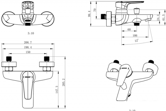 Смеситель Bravat Arden F6351385CP-01-RUS- фото2