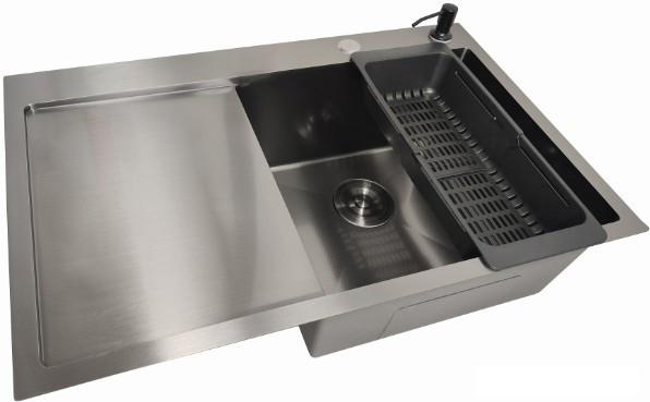 Кухонная мойка Stellar Decor S6550NB-R-D (нано черный)- фото3