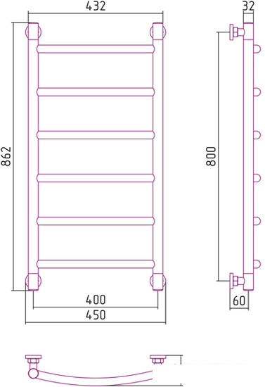 Полотенцесушитель Сунержа Галант+ 800x400 00-0200-8040- фото3