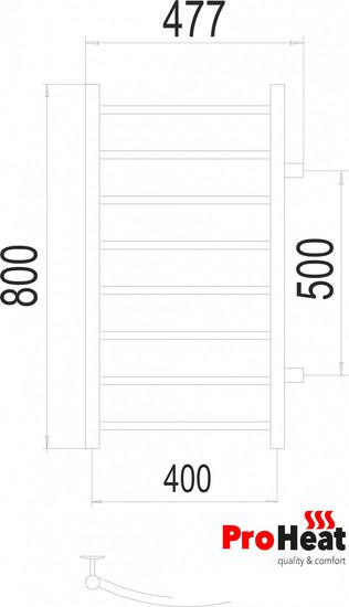 Полотенцесушитель ProHeat Classic 40x80 (боковое подключение, черный муар)- фото2