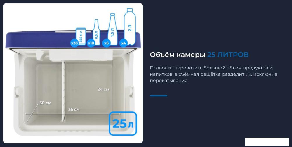 Термоэлектрический автохолодильник ZUGEL ZCR251D 25л (синий)- фото2