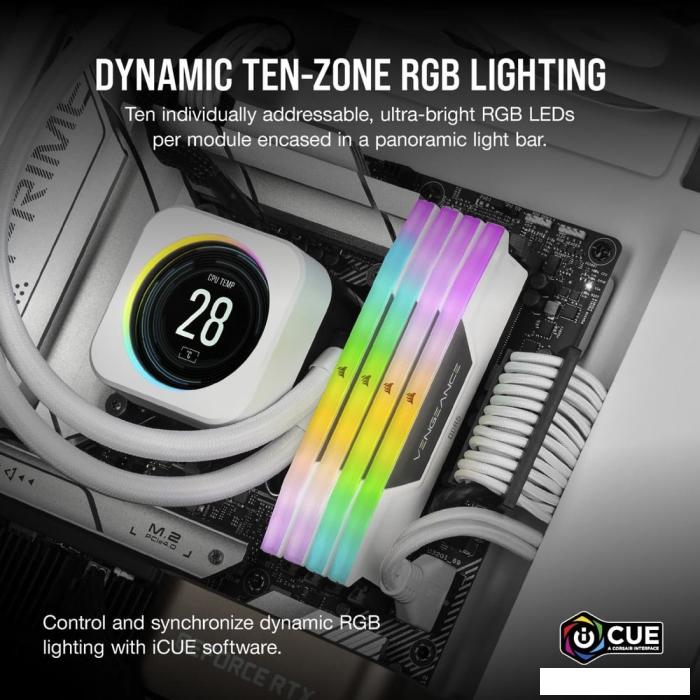Оперативная память Corsair Vengeance RGB 2x16ГБ DDR5 6400 МГц CMH32GX5M2B6400C36W- фото3