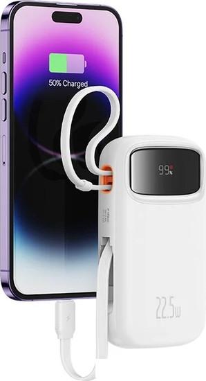 Внешний аккумулятор Baseus Qpow2 Dual-Cable Digital Display Fast Charge Power Bank 22.5W 10000mAh (белый)- фото3