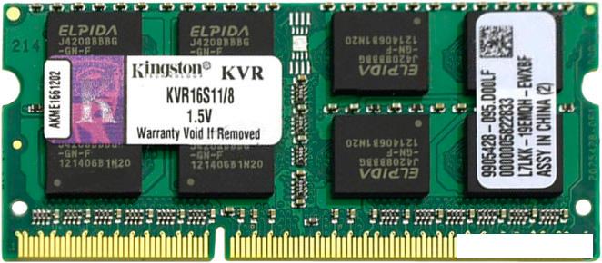 Оперативная память Kingston ValueRAM 8GB DDR3 SO-DIMM PC3-12800 (KVR16S11/8)