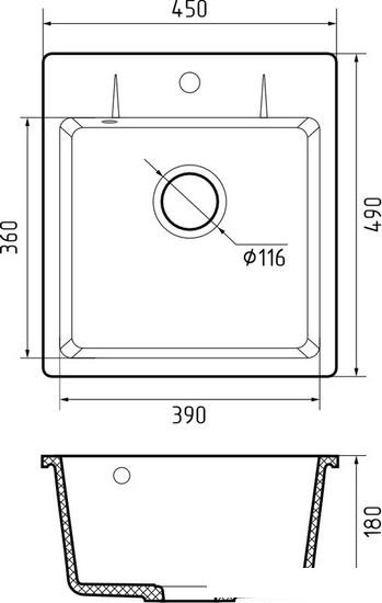 Кухонная мойка GranFest QUARZ GF-UR-245 (темно-серый)- фото3