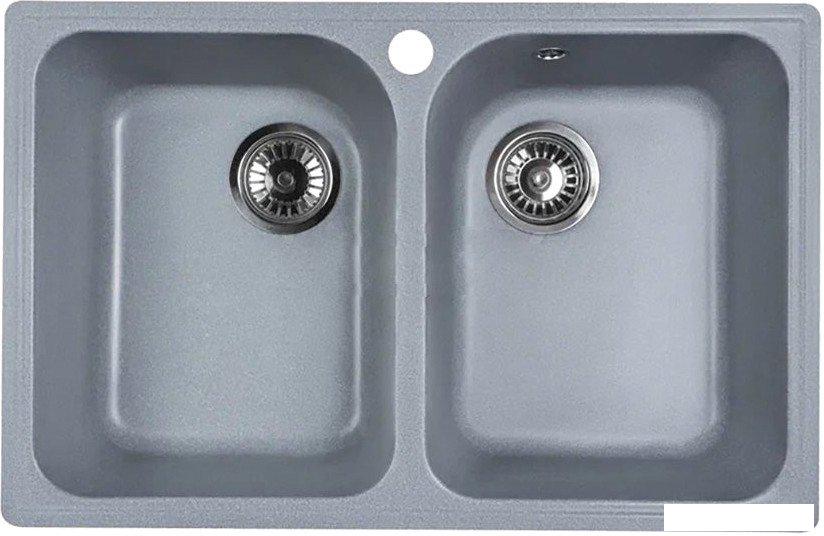 Кухонная мойка Marblan Duas (серебристый,с сифоном)