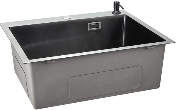 Кухонная мойка Stellar Decor S7050NB-D (нано черный)- фото4
