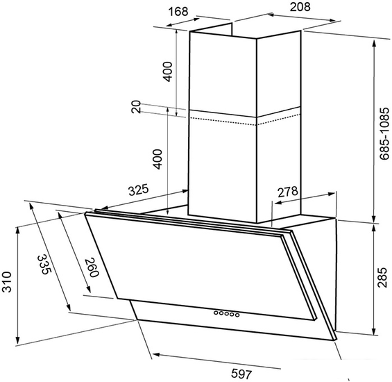 Кухонная вытяжка Krona Olly 600 PB (черный)- фото2