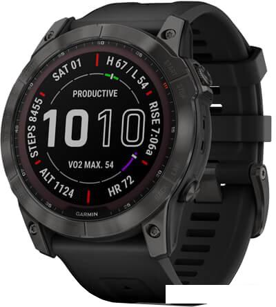 Умные часы Garmin Fenix 7X Sapphire Solar 51 мм (серый карбон/черный)- фото