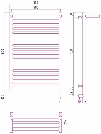 Полотенцесушитель Сунержа Богема с полкой 3.0 800х500 МЭМ правый 31-5807-8050- фото4