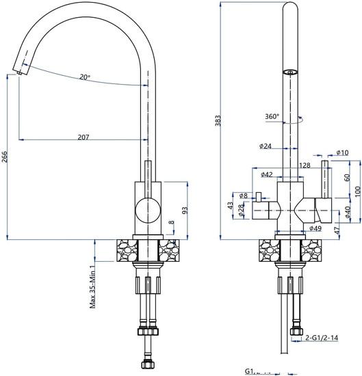 Смеситель GranFest Quarz GF-Z5420 (черный)- фото2
