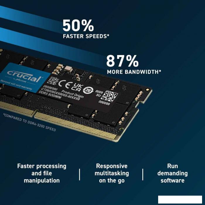 Оперативная память Crucial 16ГБ DDR5 SODIMM 5600МГц CT16G56C46S5- фото4