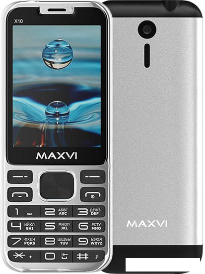 Мобильный телефон Maxvi X10 (серебристый)- фото