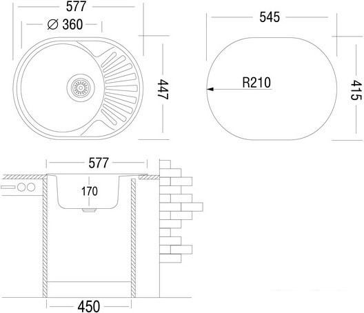 Кухонная мойка Ukinox FAD577.447-T6K 2L (с сифоном)- фото2