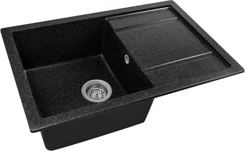 Кухонная мойка Saniteco Fama (черный с сифоном)- фото2
