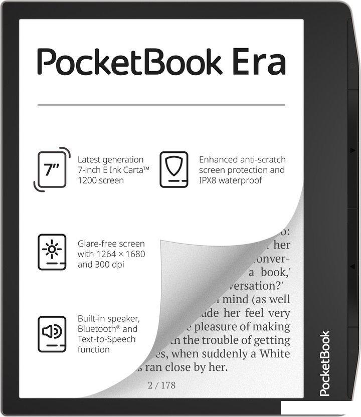 Электронная книга PocketBook 700 Era 16GB (черный/серебристый) + Обложка 700 Flip series, Black- фото3