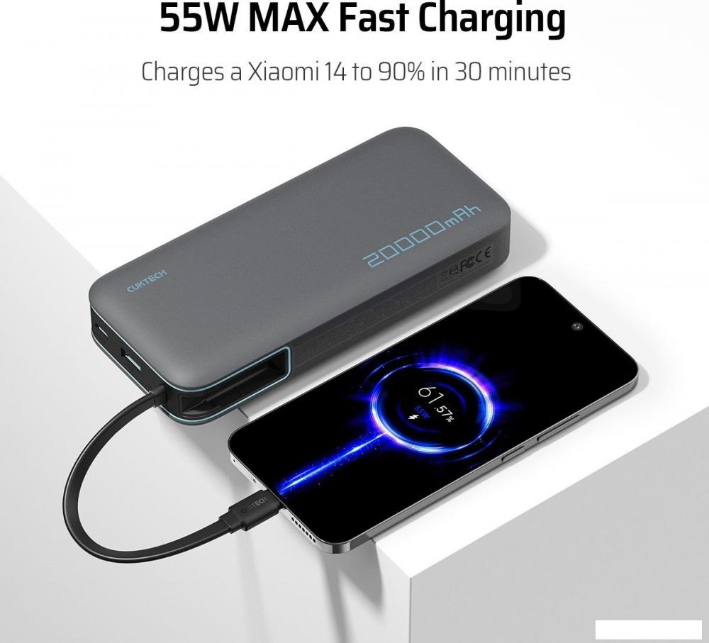 Внешний аккумулятор Cuktech PB200N 20000mAh 55W (светло-серый)- фото3
