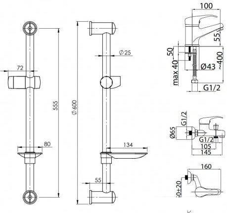 Комплект смесителей Rubineta Optima 10 + Optima 18 + Varianta Delta 625105- фото2