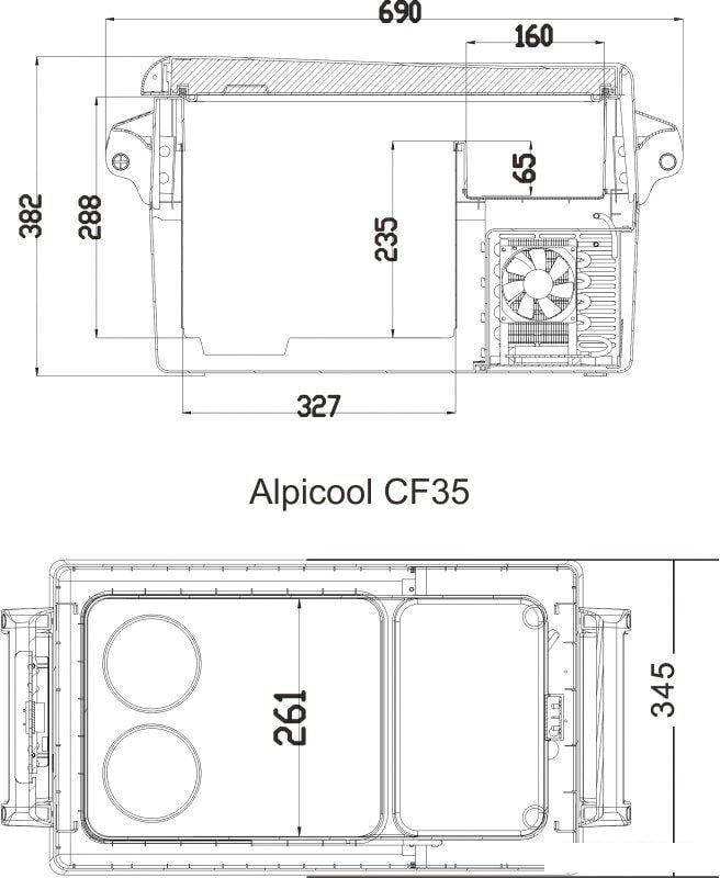 Компрессорный автохолодильник Alpicool CF35 (без адаптера 220В)- фото2