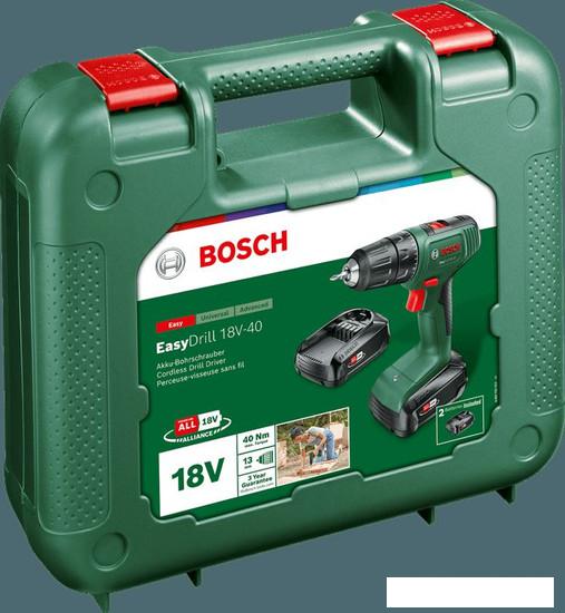 Дрель-шуруповерт Bosch EasyDrill 18V-40 06039D8005 (с 2-мя АКБ 2 Ач, кейс)- фото2