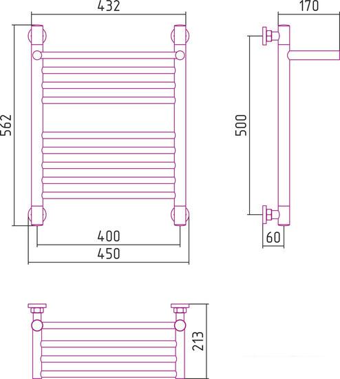 Полотенцесушитель Сунержа Богема с полкой+ 500x400 00-0223-5040- фото3