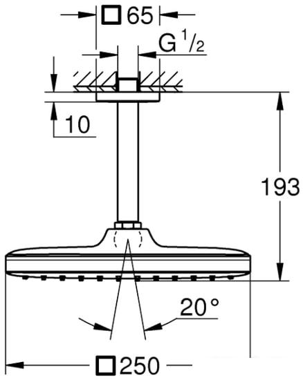 Верхний душ Grohe Tempesta 250 Cube 26683000- фото4