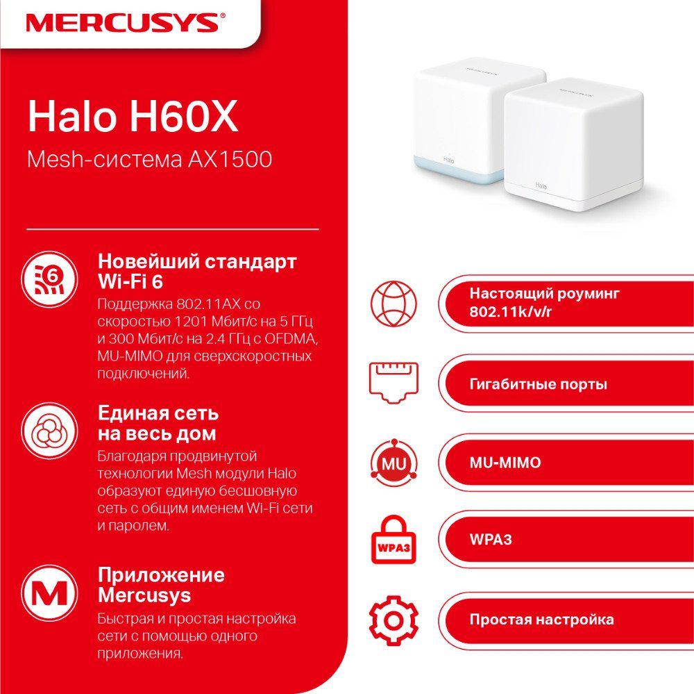 Wi-Fi система Mercusys Halo H60X (2 шт)- фото3