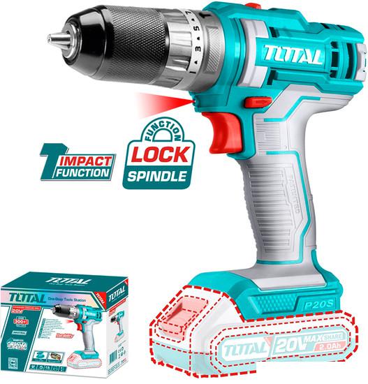 Ударная дрель-шуруповерт Total TIDLI201455 (без АКБ, набор оснастки)