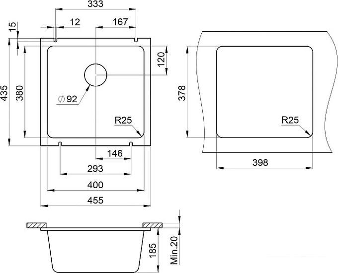 Кухонная мойка Granula GR-3801 (шварц)- фото3